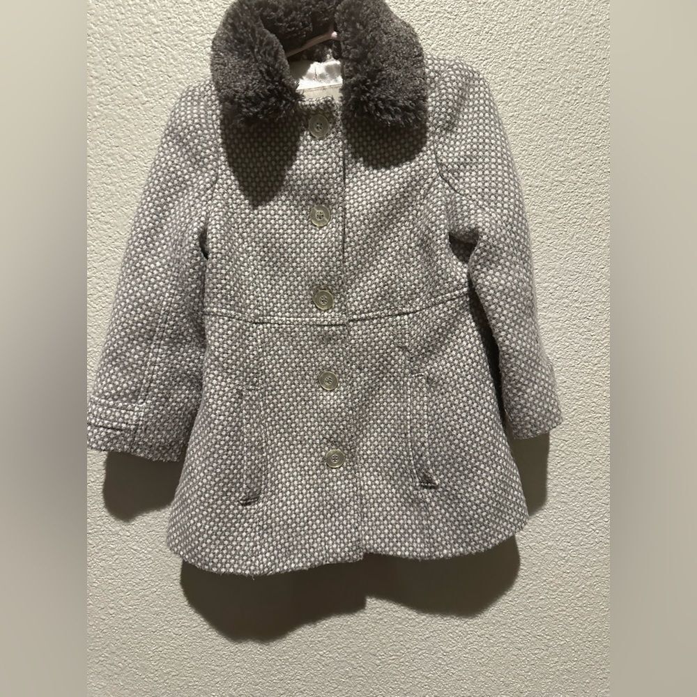 NWOT Cherokee Toddler Grey with White Polka Dot Coat Size 3T